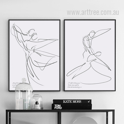 Couple Dancing Steps Design Black and White Canvas Prints