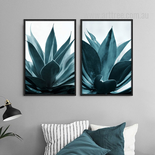 Tropical Blue Green Plants Botanical Prints