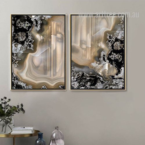 Modern Abstract Gems Apricot Color Painting Prints