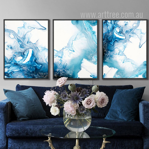 Watersplash Pattern Blue Watercolor Prints