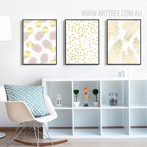 Geometric Pineapple Dots Leaves Canvas Art