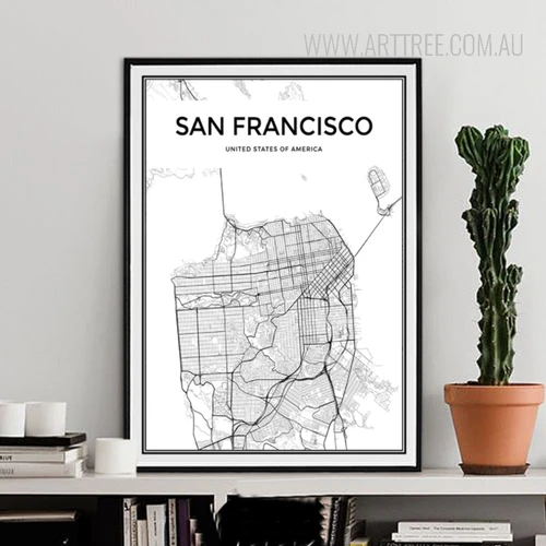 United States of America San Francisco City Map Canvas Print