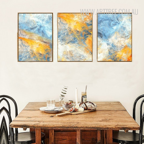 Blue Yellow Modern Abstract Watercolor Prints
