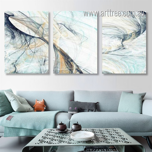 Modern Abstract Lines Psychedelic Painting Image Framed Stretched 3 Piece Wall Décor Set Canvas Prints For Wall Decor