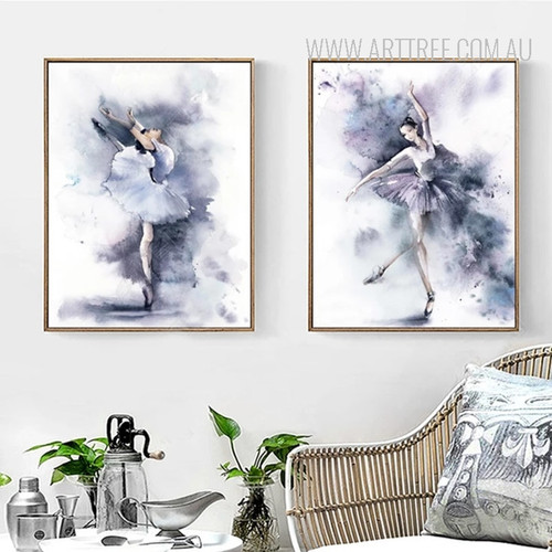 Modern Watercolor Ballet Dance Girl Poster Wall Art