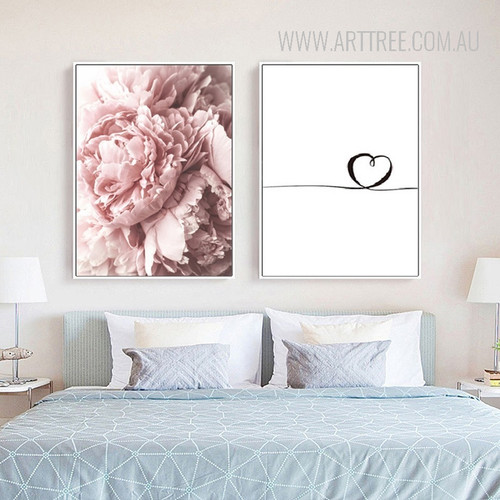 Romantic Pink Peony Wired Heart Canvas Prints