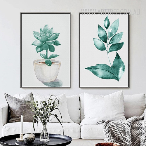 Refreshing Green Leaves in Pot Canvas Prints