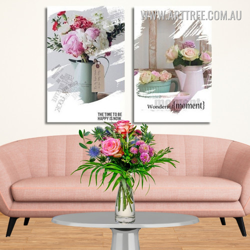 Flowers In Vase Quote Floral Modern Framed Artwork Image Two Piece Wall Art Set Canvas Prints For Living Room Design

