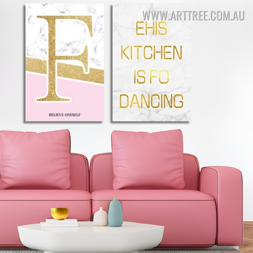 Kitchen Golden Words Typography Abstract Modern Framed Artwork Image Two Piece Wall Art Set Canvas Prints For Living Room Ideas