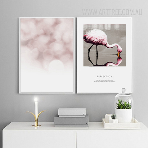 Reflection Pink Flamingo Bird Words Bubbles Bedroom Decor Wall Art