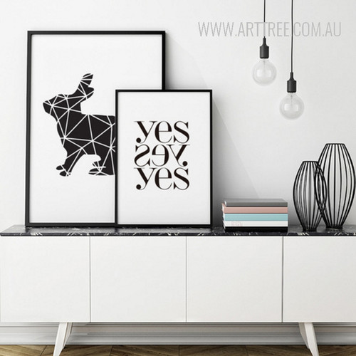 Minimalist Geometric Rabbit Animal Yes Words Art