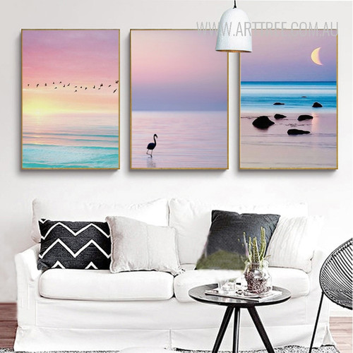 Flamingo Bird Sunrise Sunset Landscape Art