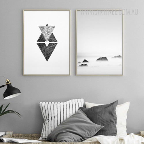 Black and White Sky Abstract Symbol Design Digital Print