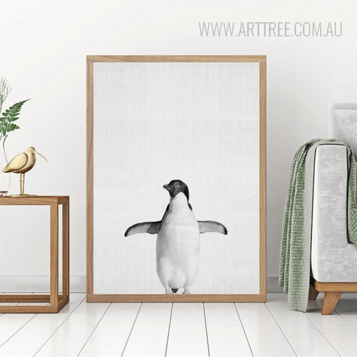 Black and White Penguin Bird Digital Print