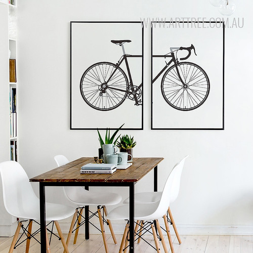 Black and White Bicycle Design Canvas Prints