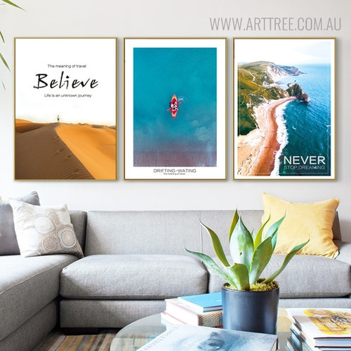 Travel Believe Quotes Landscape Painting Print for Living Room Decor