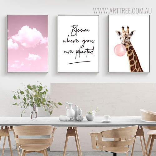 Bubble Giraffe Animal Quotes Painting Print for Dining Room Decor