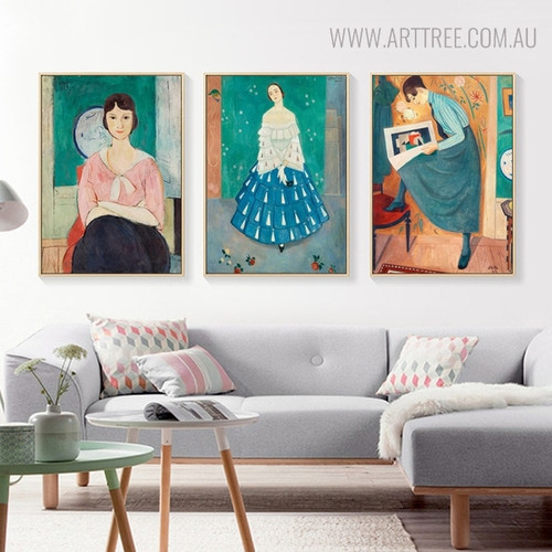 European Womens Vintage Figure Painting Canvas Print for Living Room Wall Art