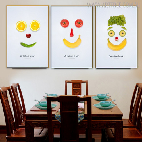 Smiley Faces Abstract Creative Nordic Painting Print for Dining Room Wall Ornament