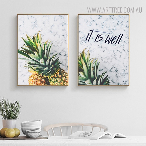 Pineapples Quotes Modern Painting Print for Dining Room Wall Getup