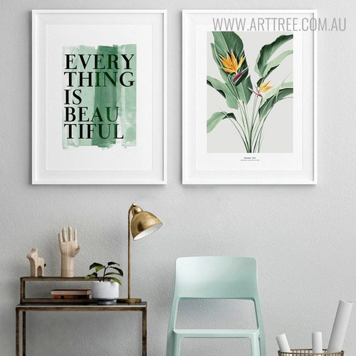 Everything Quotes Botanical Modern Painting Canvas Print for Room Wall Decoration