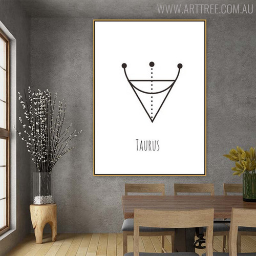 Taurus Abstract Geometric Minimalist Painting Canvas Print for Dining Room Wall Decor