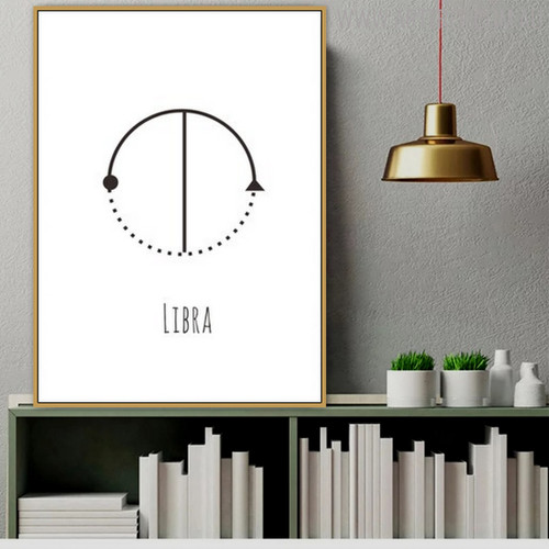 Libra Abstract Geometric Minimalist Painting Canvas Print for Study Room Wall Outfit