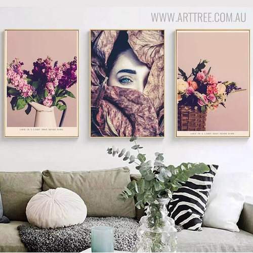 Beautiful Face Floral Modern Figure Picture Canvas Print for Living Room Wall Decor