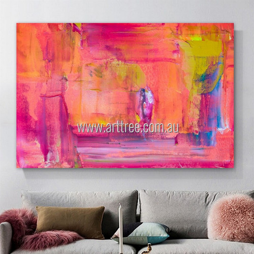 Pinkish Shade Abstract Modern Heavy Texture Stretched Artist Handmade Canvas Wall Art Painting For Diy Room Decor