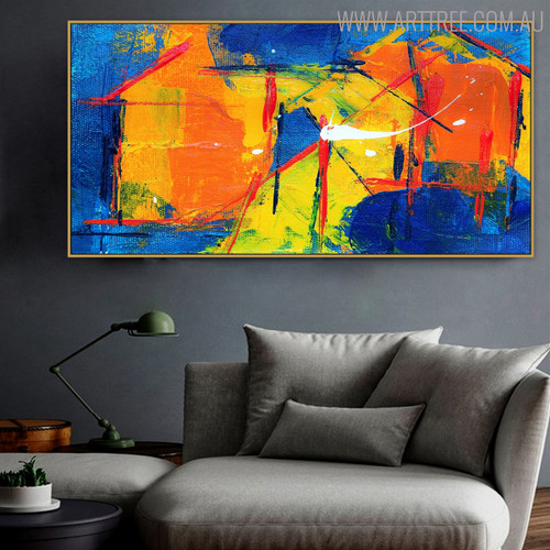 Abstract Rule Framed Texture Acrylic Painting for Home Wall Ornament