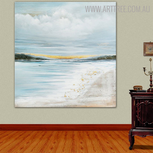 Seaside Abstract Modern Framed Heavy Texture Seascape Handmade Nature Portmanteau for Wall Finery