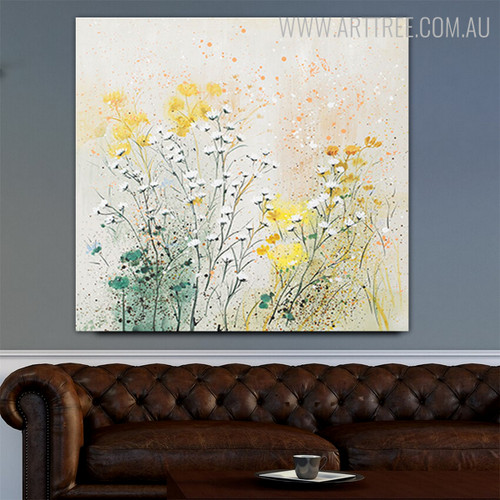 Little Blooms Abstract Modern Framed Handmade Canvas Art for Room Wall Getup