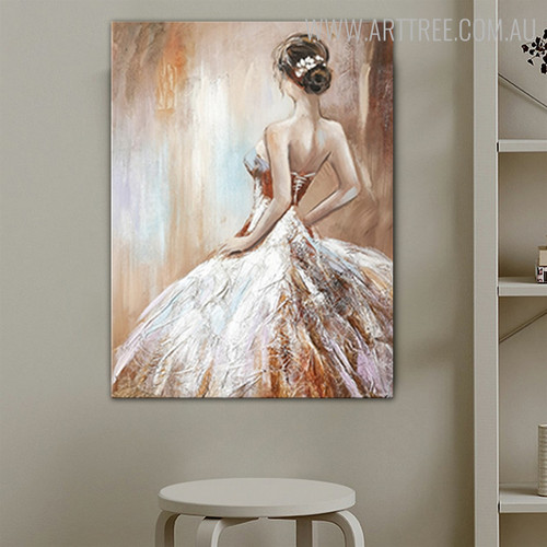 Girl Halter Dress Abstract Modern Heavy Texture Figure Handpainted Oil Painting for Room Wall Outfit