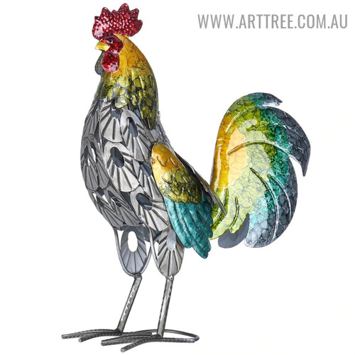 Rooster Animal Iron Material Modern Sculpture