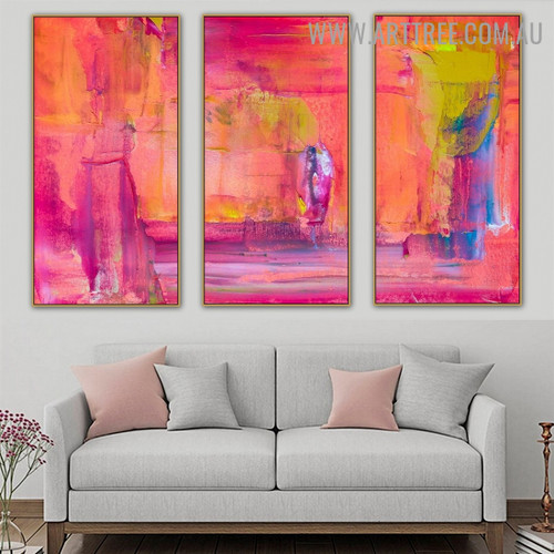 Admixture Color Abstract Acrylic Heavy Texture Artist Handmade 3 Piece Split Oil Painting Set For Room Decoration