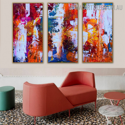 Combined Pigment Color Abstract Heavy Texture Handmade 3 Piece Split Complementary Painting Set For Room Décor