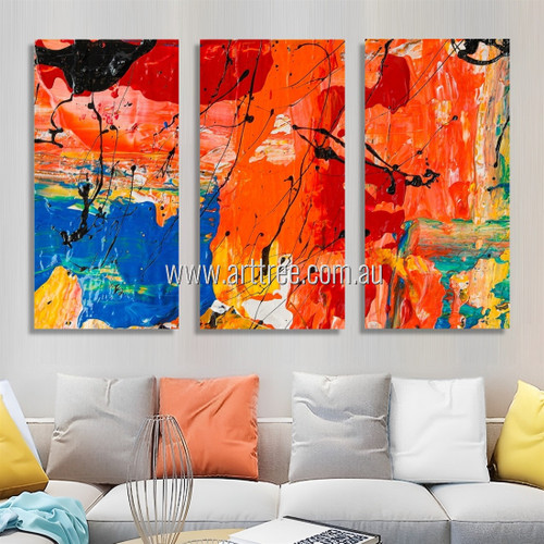 Amalgam Color Abstract Modern Heavy Texture Artist Handmade 3 Piece Split Panel Canvas Painting Wall Art Set For Diy Room Decor