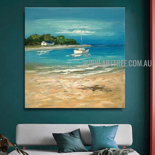 Sea Beach Seascape Artist Handmade Acrylic Heavy Texture Beautiful Scenery Painting For Room Wall Onlay