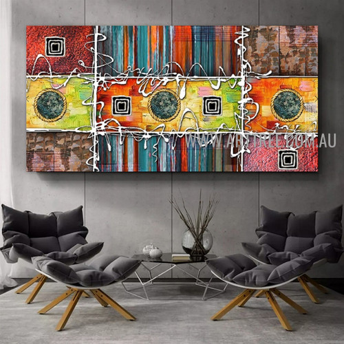 Winding Geometric Contemporary Artist Handmade Heavy Texture Stretched Abstract Art Painting For Room Wall Moulding