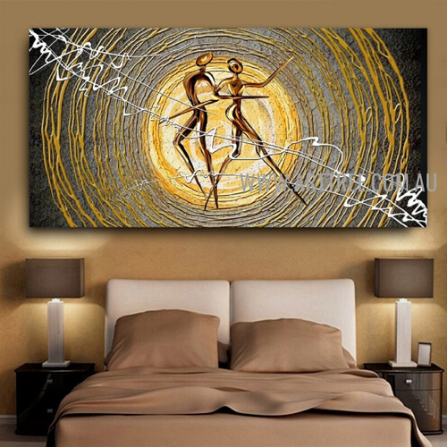 Two Dancers Modern Artist Handmade Impasto Stretched Abstract Art Painting For Room Wall Decoration