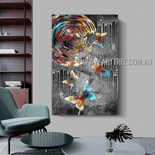 Colorific Butterflies Animal Abstract Artist Handmade Heavy Texture Stretched Modern Painting For Room Wall Disposition