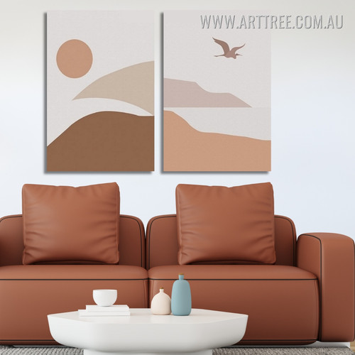 Mount Bird Abstract Scandinavian Naturescape Framed Artwork Image 2 Piece Wall Decor Set Canvas Prints For Perfect Room Decor