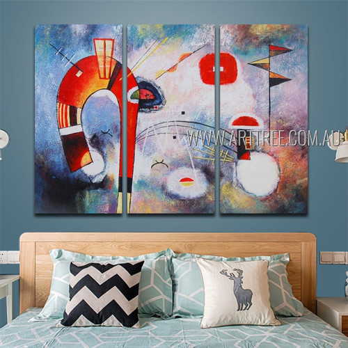 Colorific Tarnishes Abstract Modern Handmade Artist 3 Piece Multi Panel Wall Art Paintings For Room Tracery