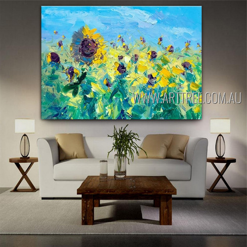 Flowery Garden Abstract Floral Heavy Texture Artist Handmade Modern Painting For Room Ornamentation