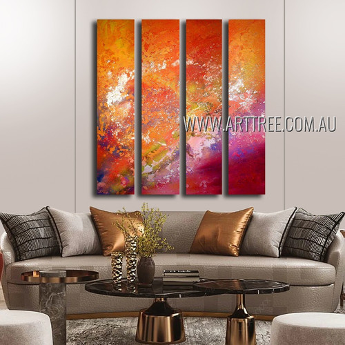 Motley Smirches Abstract Modern Heavy Texture Artist Handmade 4 Piece Split Canvas Paintings For Room Assortment