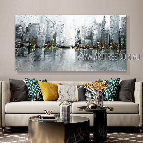 Complex building Cityscape Modern Heavy Texture Artist Handmade Framed Abstract Art Painting For Room Wall Decor