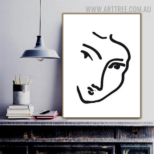 Man Portrait Line Scandinavian Painting Pic Retro Abstract Canvas Print for Room Wall Assortment