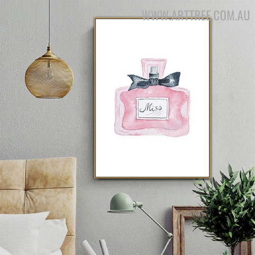Miss Scent Bottle Abstract Minimalist Watercolor Painting Photograph Canvas Print for Room Wall Adornment
