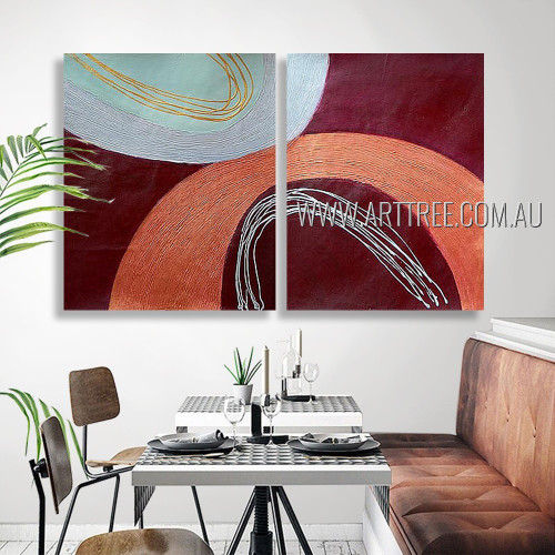 Voluminous Streak Abstract Modern Heavy Texture Artist Handmade 2 Piece Split Canvas Paintings Wall Art Set For Room Outfit