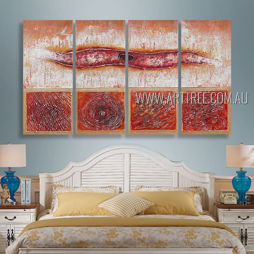 Strokes Design Abstract Modern Heavy Texture Artist Handmade 4 Piece Split Canvas Paintings Wall Art Set For Room Onlay